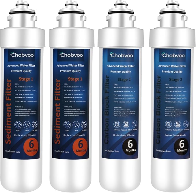 2 Stage Water Filter Replacement for Brio® NFMCTO5MS2 and NFMPP5M, Compatible with The UVF2 Series Models of Brio® Bottleless Water Cooler Dispensers, 1500 Gallons, Leak-free, 4 Counts
