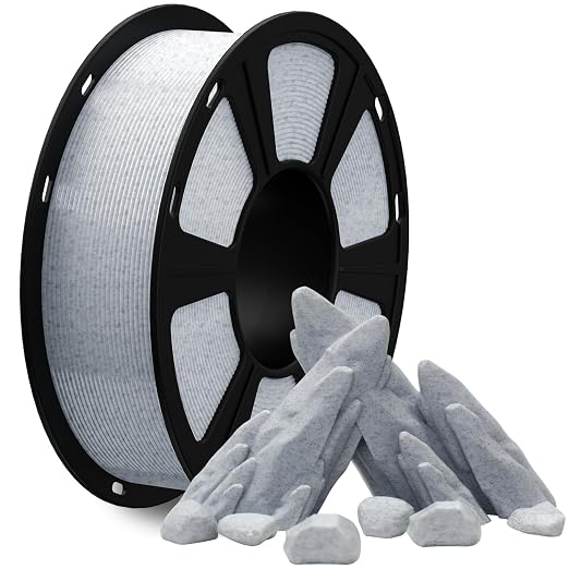 Geeetech Marble PLA 3D Printer Filament, Stone-Like Appearance, 1kg Spool (2.2lbs), 1.75mm Dimensional Accuracy +/- 0.02 mm, Marble White-Grey Color