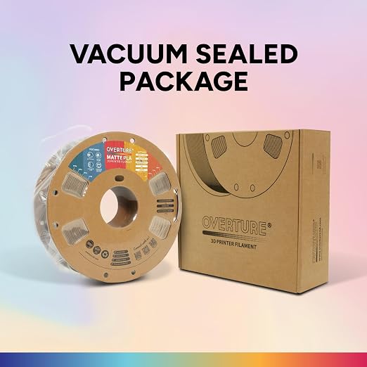 OVERTURE Matte PLA 1.75mm, Low Warp & Smooth Finish 3D Printer Filament | Frosted Matt Finish Hides Layer Lines, 1kg Spool (2.2lbs) Cardboard Spool, Fit Most FDM Printer (Matte Skin)