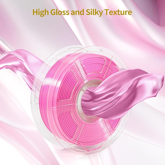 IEMAI Pink Silk PLA Filament 1.75mm 1kg, Silky Glossy Finish 3D Printer Filament Max 600mm/s Printing, Enhanced Toughness & Neatly Wound for DIY, Art & Home Décor