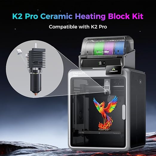 Creality K2 Pro Ceramic Heating Block Hotend Kit, Official Unicorn Quick Swap Nozzle Kit, 300°C High Temperature Resistant, Original All-Metal Integrated Design Kit for Creality K2 Pro 3D Printers