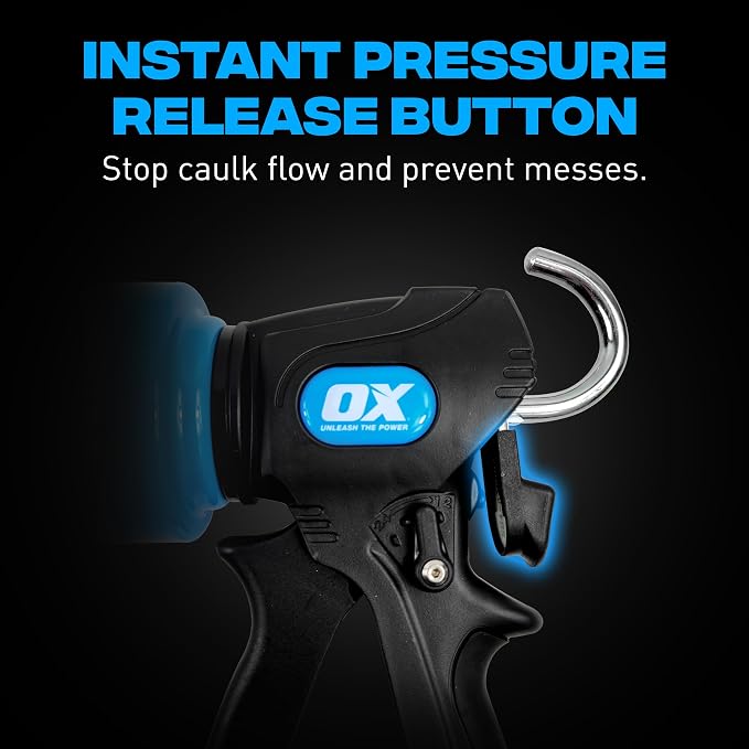 OX Pro 29 oz Caulking Gun - Heavy Duty Dual Thrust (24:1 or 12:1) Manual Caulk Gun for Large 29 oz Cartridges - Best Professional Caulking Tool for Sealant & Adhesive