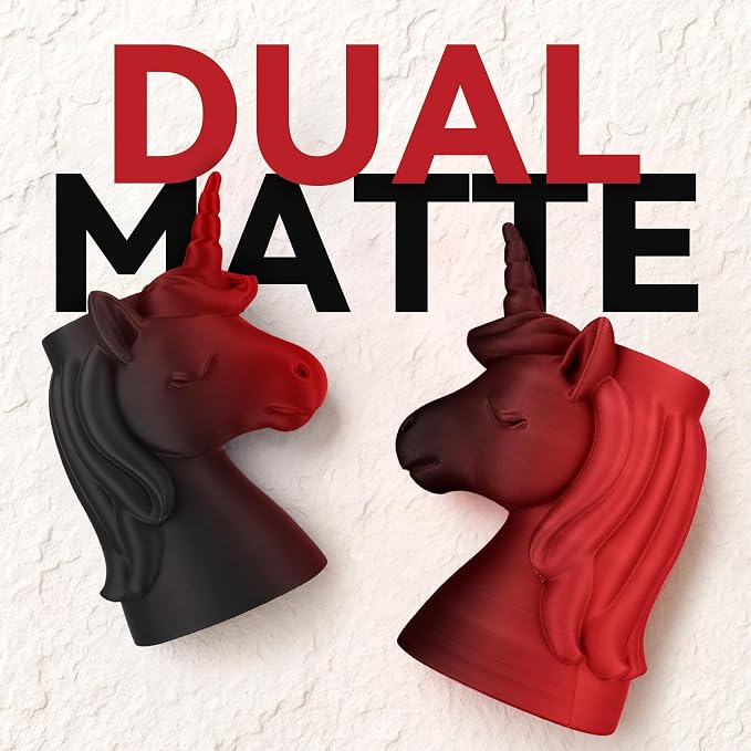 SUNLU Dual Color Matte PLA Filament 1.75mm, Matte 3D Printer PLA Filament, PLA Filament 1kg Spool (2.2lbs), Dimensional Accuracy +/- 0.02mm, Black Red