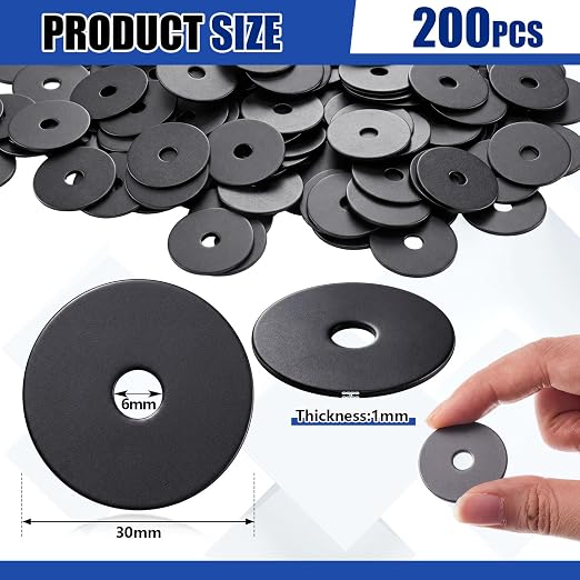 Yaocom 200 Pieces 1/4" x 1-1/4" Zinc Fender Washers Thickness 1mm Fender Washers for Wood and Wet Environment