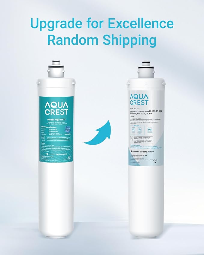 AQUA CREST H-104 Under Sink Water Filter, Replacement for Everpure H-104, EV961211, EF-3000, PBS-400, OW200L, 6TO-BW, MR-100, MR-225, EV9262-71, EF9857-00, NSF/ANSI 42 Certified, 19000 Gallons