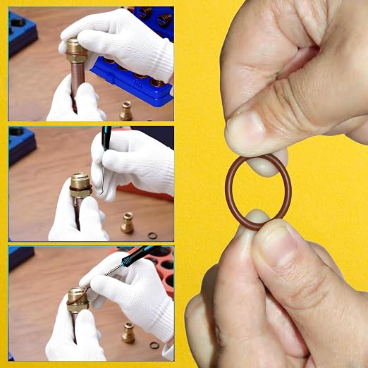 396 PCS SAE FKM Viton O Ring Assortment Kit, 30 Sizes Viton O-Ring Kit, Shore 75A Durometer, Metric O Ring Kit for Cylinders, Hydraulic, Automotive and Plumbing Repair, Yellow Box