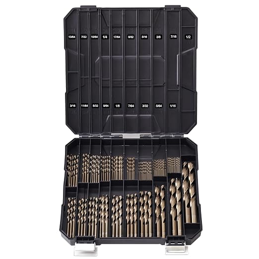 Cobalt Drill Bits Set for Hardened Metal and Stainless Steel, 122Pcs 1/16"-1/2" M35 HSS Twist Jobber Metal Drill Bits, with Index Storage Case