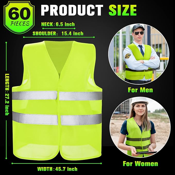Mepase Reflective Safety Vests High Visibility Mesh Security Vest Work Vest with Silver Strip for Men Women Construction
