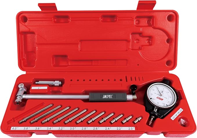 2-6 Inch Dial Bore Gauge, 0.0005 Inch Graduation, High Precision Measurement Tool for Bore Inspection, Stem Length 9.5'', Cylinder Dial Bore Gauge with Carbide anvils