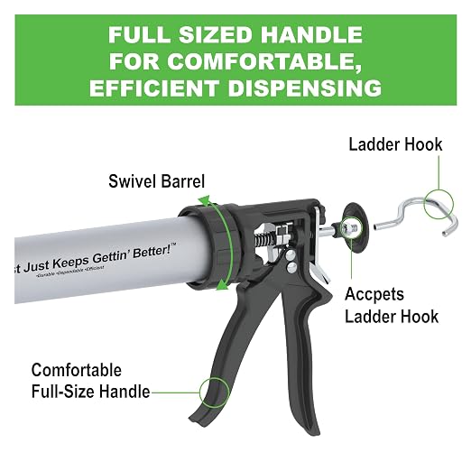 Albion Engineering Company B18S20 B-Line Manual Drive Sausage Caulking Gun, 20 oz, 18:1 Drive