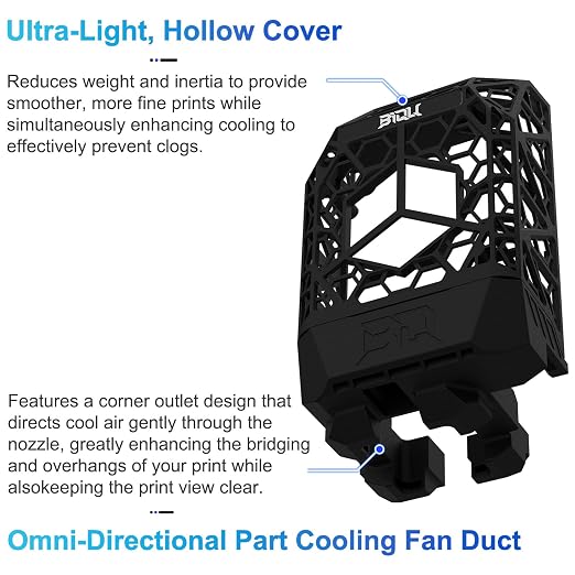 BIQU Panda Jetpack Nylon Printhead Front Cover + Cooling Fan Duct for Bambu-Lab P1/X1 3D Printers, Lightweight High Positioning Accuracy Fully Suitable for Panda Revo/Flow