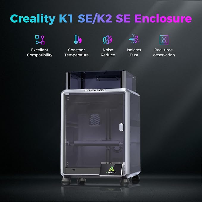 Creality Official K2 SE/K1 SE Enclosure, Transparent Cover Dustproof Tent Constant Temperature Noise Reduce Protective Cover, Customized Transparent Enclosure for Creality K1 SE and K2 SE 3D Printer