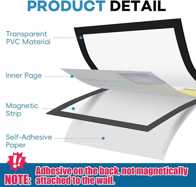 YixangDD 55 Pack Magnetic Sign Holder 8.5 x 11, Self-Adhesive Magnetic Wall Mount Sign Holder, Magnetic Document Holder for Wall Window Office Poster Store