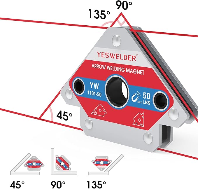 YESWELDER 25 LB & 50LB Welding Magnet-4 Pieces & 8-Inch MIG Welding Pliers with Rentention Chain