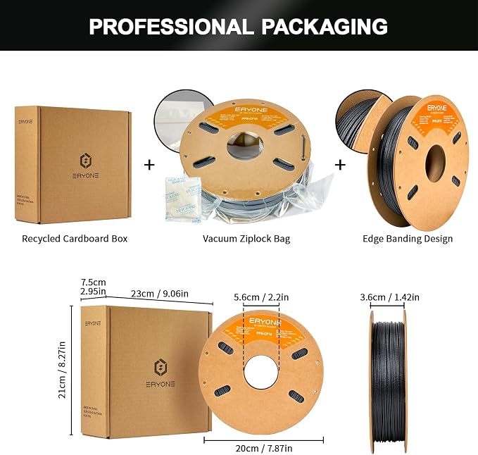 ERYONE Fiberon PPS-CF10 Filament 1.75mm 0.5kg, Extreme Heat Resistance - Fiberon Carbon Fiber Reinforced PPS 3D Printing Filament Ideal for Molding, Black