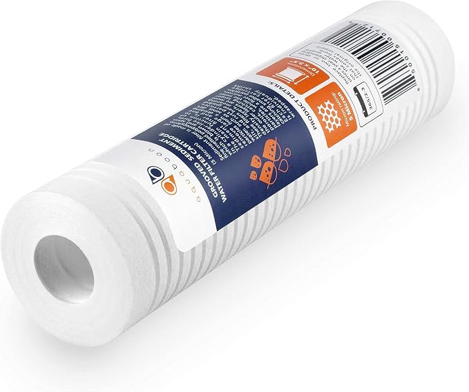 Aquaboon 5 Micron 10 x 2.5 Grooved Sediment Water Filter Replacement for Whole House Filter Cartridge Compatible with AP110, WHKF-GD05, CFS110, 25-Pack