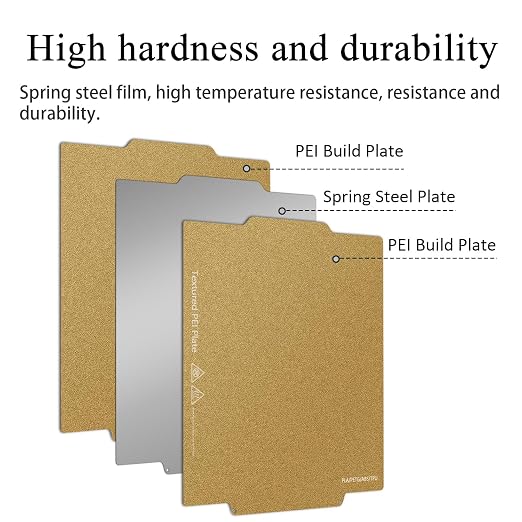 Creator 5 Double Sided Textured Build Plate for Flashforge 3D Printer Gold | Dual PEI Sheet, Spring Steel Flexible Platform, Glue-Free Printing Heated Bed, Strong Adhesion, Resists Warping Print Plate