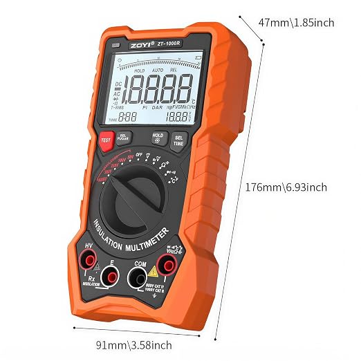 ZOYI ZT-1000R 2 in 1 Megohmmeter Multimeter, Max 1000V with DAR & PI, Insulation Resistance up to 20GΩ, 19999 Counts, AC/DC Diodes Ohm, TRMS, Auto-Ranging, Frequency and Temperature