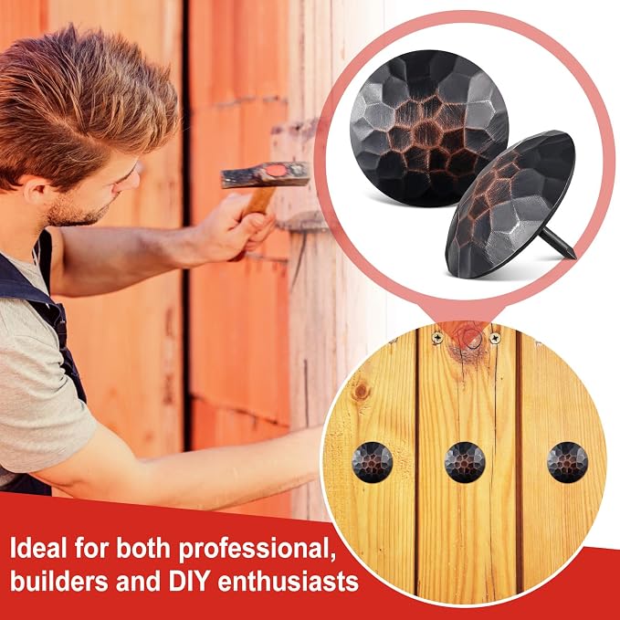 50 Pcs 1.5 Inch Large Iron Clavos Decorative Nails Iron Antique Clavos Fasteners Ornamental Rustic Accent for Wood Doors, Shutters, Faux Wood Beams, Gates and Furniture (Brown)