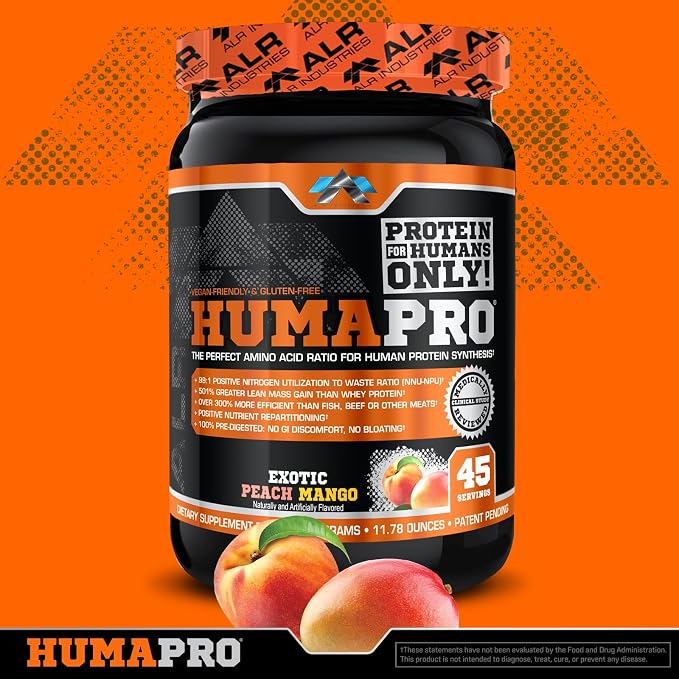 ALR Industries HumaPro Essential Amino Acid Formula | EAA Protein Supplement | Supports Muscle Recovery & Performance | Vegan, Gluten Free | | 45 Servings (Exotic Peach Mango)