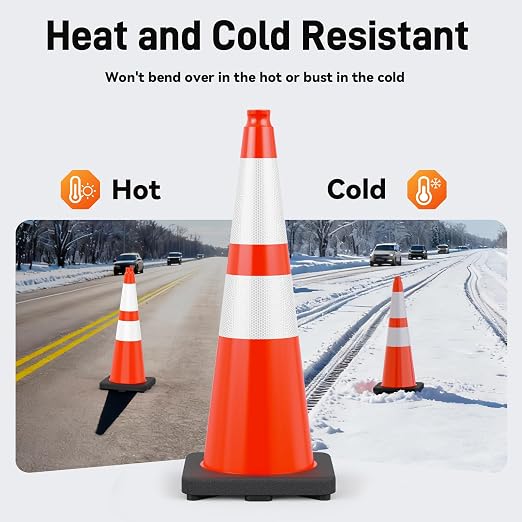 HiGiant 28 Inch Traffic Cones 8 Pack, Orange Safety Cone with Weighted Base, High-Visibility and Impact-Resistant, for Parking, Road Construction, Drivers Training, Driveway