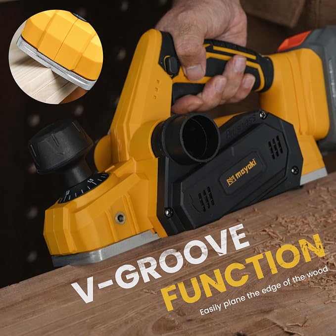 Brushless Cordless Hand Planer Compatible with Dewalt 20V MAX Battery (Tool Only), 16000 RPM 3-1/4 Inch, w/Dual Dust Ports, Portable Handheld Power Planer for Woodworking,DIY, Chamfer