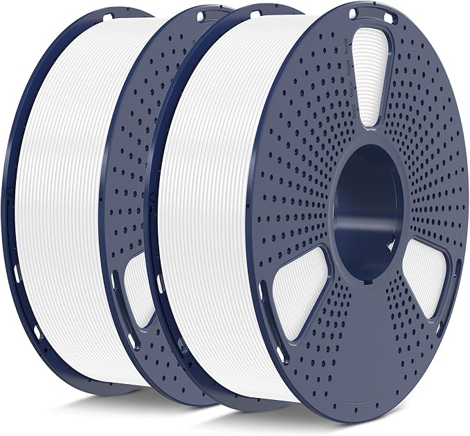 SUNLU 2kg PLA 3D Printer Filament PLA Filament 1.75mm, Neatly Wound 3D Printing Filament 1.75mm, 2000g Filament Good Vacuum Packaging, 2kg in Total, 1kg per Spool, Pack of 2, White+White