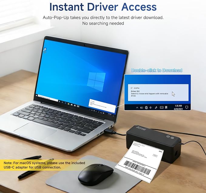 Bluetooth Thermal Label Printer with Stand, Wireless 4x6 Shipping Label Printer for Small Business, Inkless Print for USPS Amazon Etsy Shopify, Support iPhone Android Windows Mac (Black)