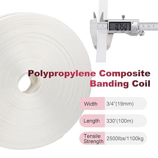 Heavy Duty Packaging Banding Strapping Kit - Upgraded Strapping Tensioner Tool Set with 3/4" x 330' Polypropylene Composite Banding Coil,100 Metal Buckles，2500 lbs Break Strength