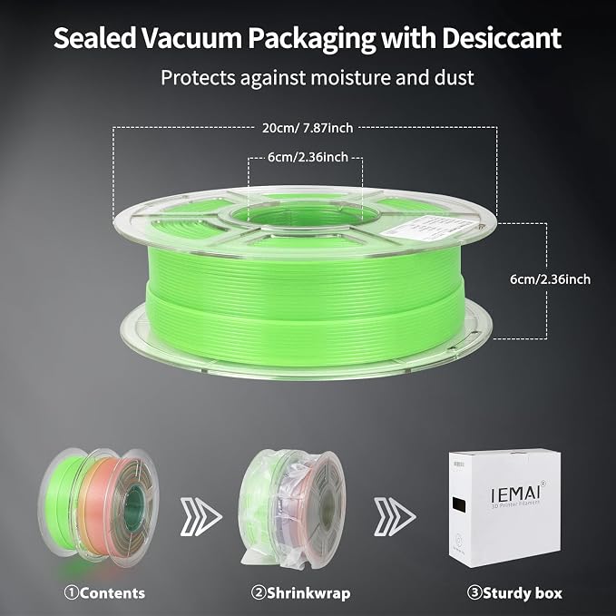 IEMAI Glow in The Dark PETG Filament 1.75mm Bundle 2KG, Rainbow and Green Luminous 3D Printer Filament High-Brightness & Long-Lasting Glowing, Accuracy +/-0.02mm