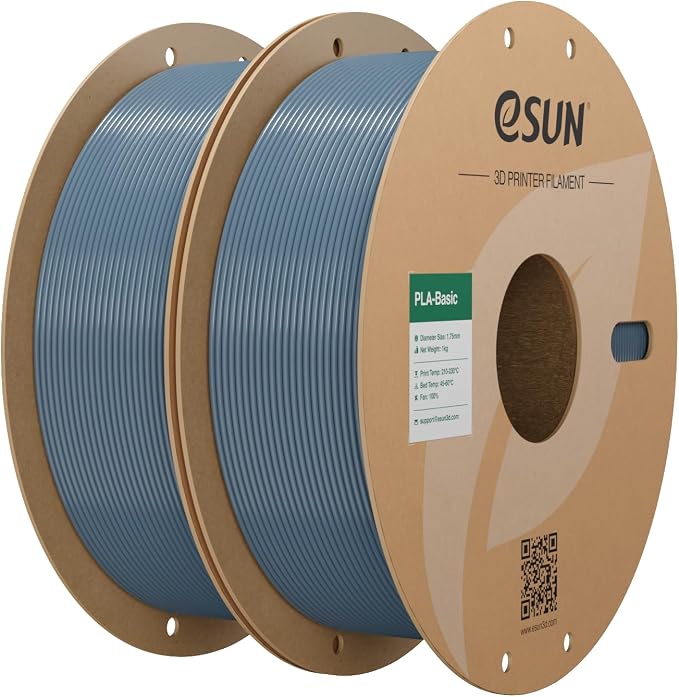 eSUN PLA Basic Filament 1.75mm, 1KG Spool (2.2 LBS) High Speed Printing 3D Printer PLA Filament, Designed for Fast Printing, Grey 2Pack