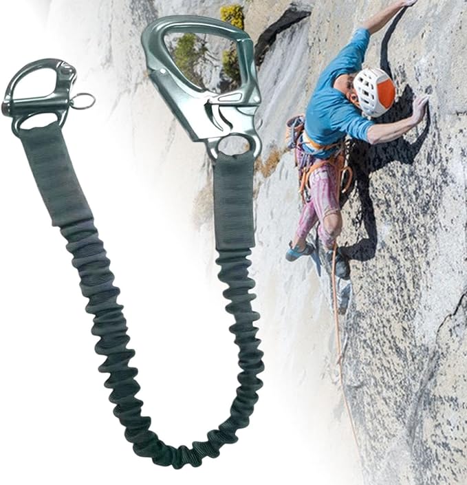 kowaku Fall Protection Lanyard Helo Lanyard Multi Use Professional Climbing Lanyard Elastic Bungee for Roofing Mountaineering, Black