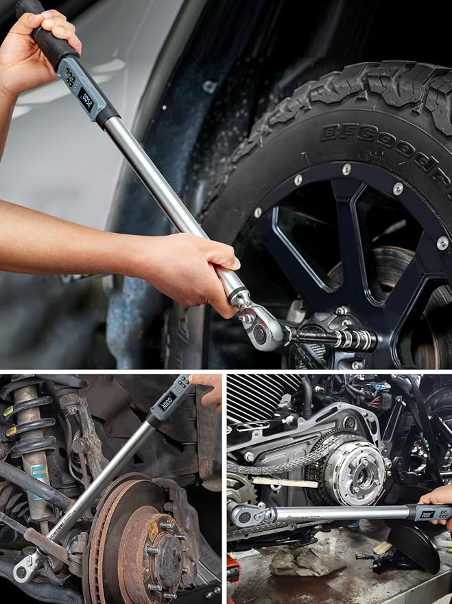 GROWNEER Upgraded Digital Torque Wrench, 12.5-250.7 Ft-lbs/17-340 Nm, 1/2'' Drive Automotive Rachet Torque Wrench with Buzzer & Colorful LED Indicator, Electronic Wrench Set for Car Tires Auto Repair