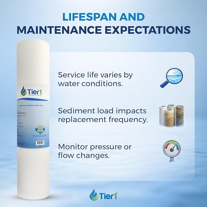 Tier1 5 Micron 10 x 4.5 Water Filter | Spun Wound Polypropylene Whole House Water Filter Cartridge | Replacement for Pentek DGD-5005, WDGD-5005, 155357-43 | 4.5 x 10 Water Filter (2-Pack)