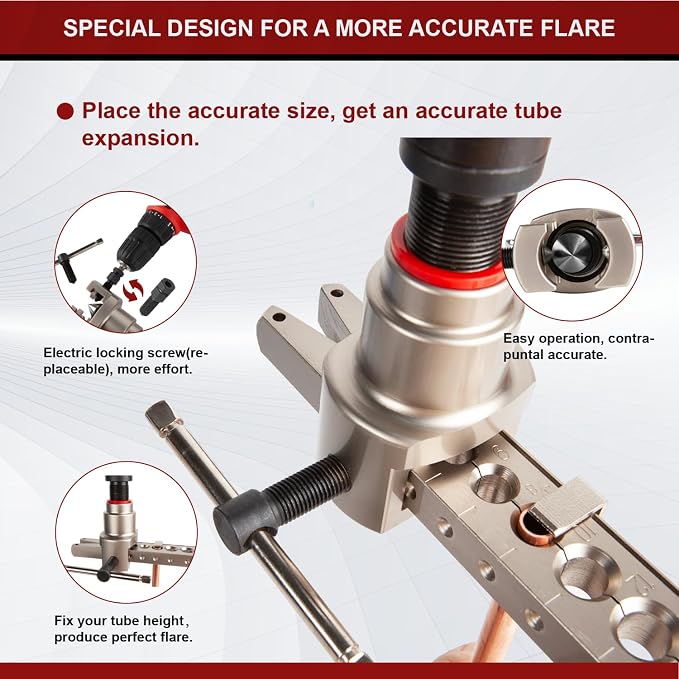 Wostore Manual & Electric Eccentric Flaring Tool - 9 Dies for Eccentric Flares on 6mm,1/4",9mm,3/8",10mm,12mm,1/2",5/8"(16mm)&3/4"(19mm) Copper Pipes - Ideal for Refrigeration HVAC Plumping Work…
