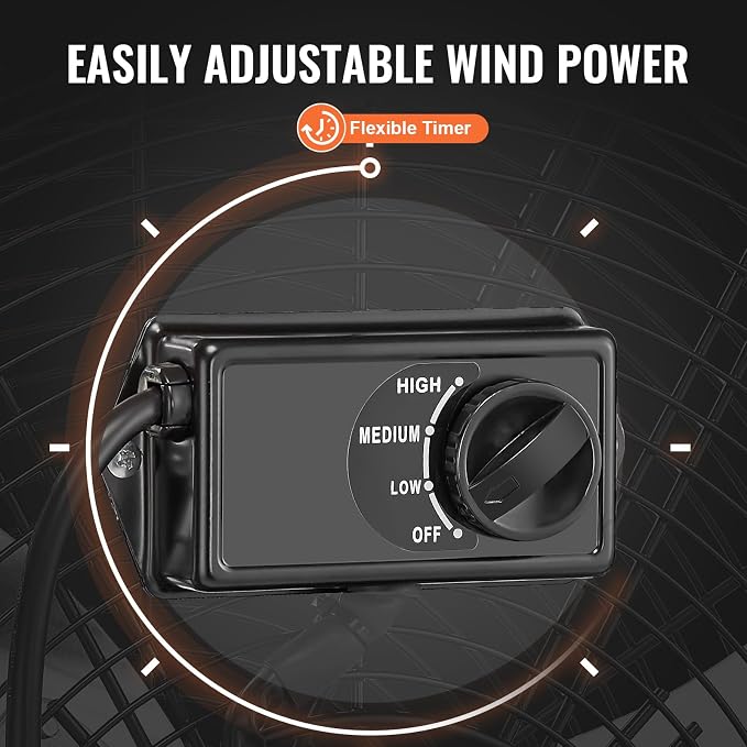 VEVOR Drum Fan, 30 Inch 13000 CFM High Velocity Heavy Duty Floor Shop Fan, 3-Speed, 5ft Cord, 360°Adjustable Tilting, Commercial Industrial Use for Warehouse, Workshop, Factory, Basement