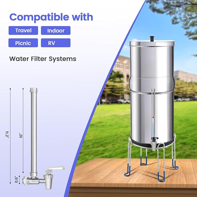 10 Inch Sight Glass Spigot, Clear View Water Level with Red Floating Ball, Durable Metal Material, Fits Universal Gravity Filter Systems