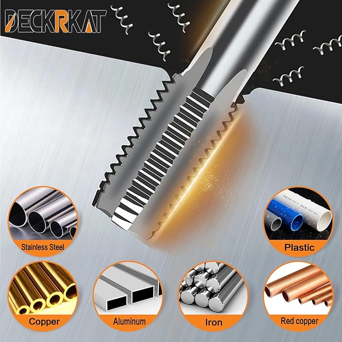 DECKRKAT 1" NPT Pipe Tap, Precision Carbon Steel NPT Tap Set for Clean Accurate Threads, 1" NPT Tap, Perfect for Plumbers Mechanics DIYers, with Durable Plastic Case.
