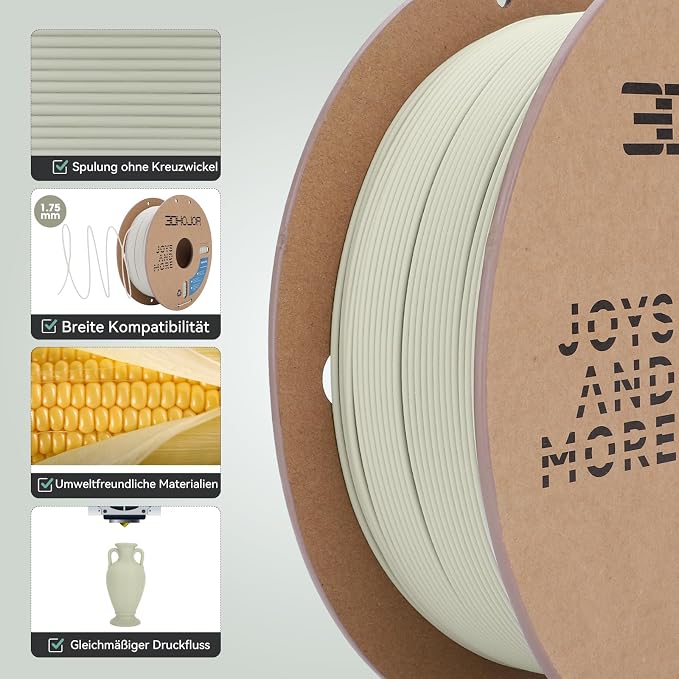 3DHoJor Matte PLA Filament 1.75mm Light Khaki, PLA 3D Printer Filament, 1kg Spool (2.2lbs) PLA Filament, Fit Most FDM 3D Printer