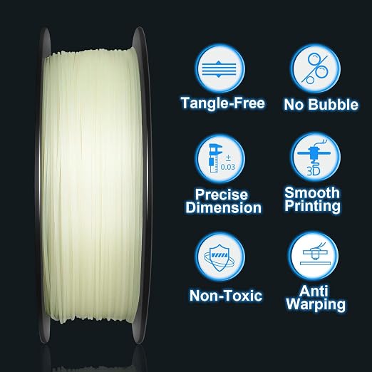 GEEETECH Glow Blue in The Dark PLA, 3D Printer PLA Filament 1.75mm, Dimensional Accuracy +/- 0.03 mm, 1kg (2.2LBS)/Spool