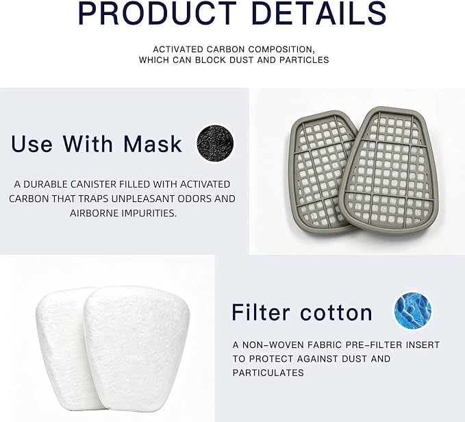 Full Face Respirator Mask With Filters,Gas Mask & Reusable Paint Mask For Spraying,Painting,Welding, Sanding, Woodworking,Construction,Polishing,DIY and Other Work