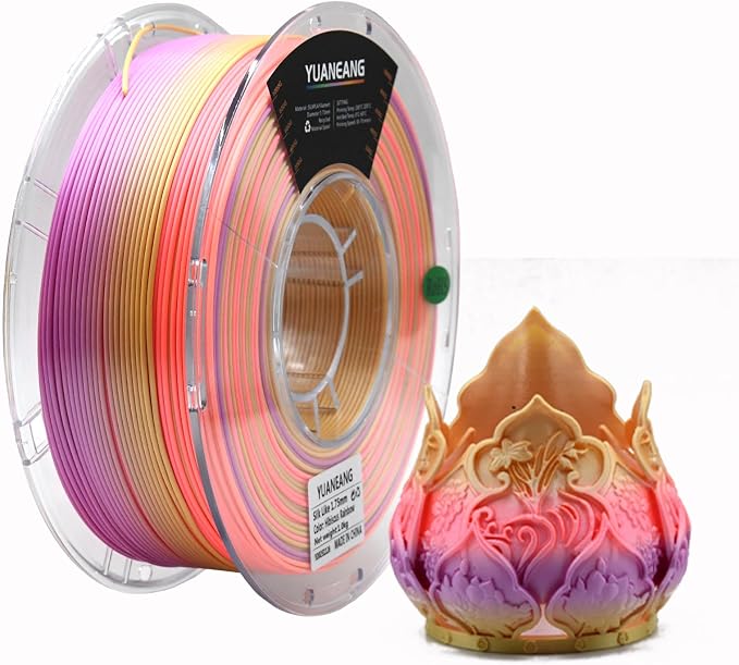 Silk PLA Filament 1.75mm, +/-0.03mm Accuracy, 1kg Spool, 10-Roll Triple Color PLA Bundle, Neatly Wound, Easy Printing for Most 3D Printers