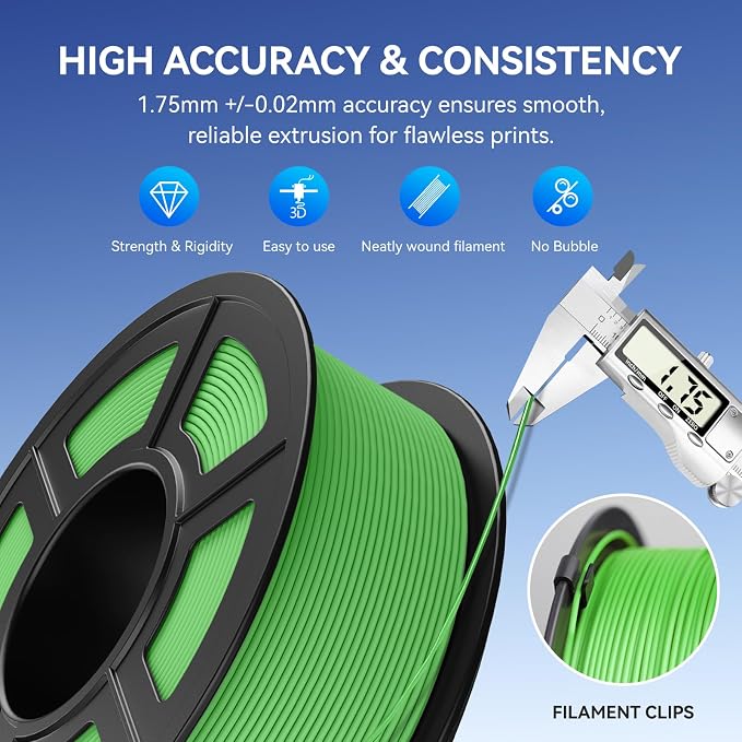 JAYO Matte PLA 3D Printer Filament 1.75mm Light Blue 1.1kg Spool | Matte Surface, Conceals Layer Lines, Easy Support Removal, +/- 0.02 mm, Fit Most FDM Printers