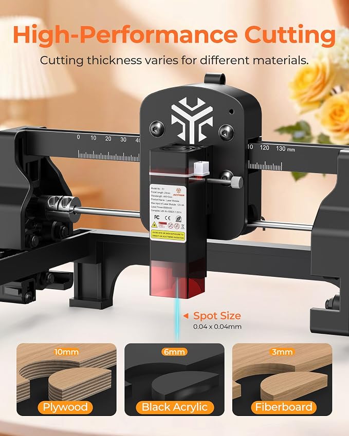 ACMER S1 2500mW Laser Engraver, Portable Cutter & Engraving Machine for Beginners,130×130mm Working Area,0.06mm Laser Spot,Creative DIY,Education STEM,Customized Business with Wood,Metal
