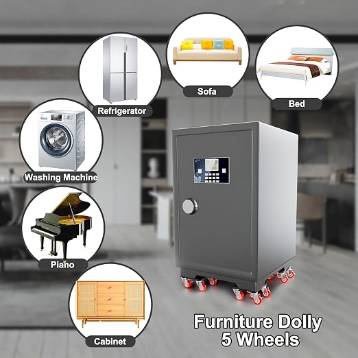 Furniture Dolly,Furniture Movers with 5 Wheels,Silent & 360° Rotating Wheels & Side Brake,3400 Lbs Capacity,Carbon Steel Panel Heavy Duty Dolly for Appliances,Sofas,Beds,Pianos