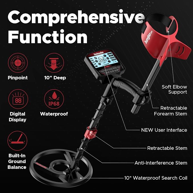 Metal Detector for Adults, 5 Professional Mode with Higher Accuracy 10” Waterproof Coil for Gold Detecting