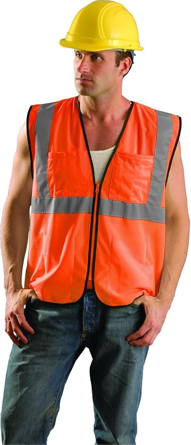 OccuNomix ANSI/ISEA 107-2020 Class 2 Type R Mesh Surveyor Vest - Reflective Safety Vest with Pockets, Dual Sizes (S/M-4X/5X)