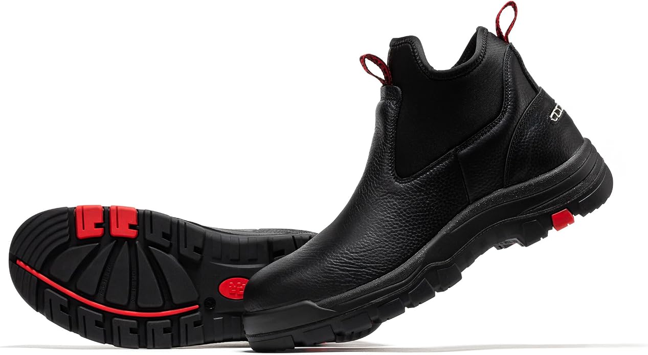 ROCKROOSTER Bakken Men's Black 6 inch Chelsea Boots, EH Rated Waterproof Slip-on Work Boots AK303-Soft Toe, AK323-Steel Toe, CP323-Comp Toe