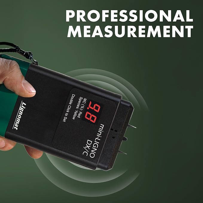 Lignomat mini-Ligno DX/C - Professional Pin Type Wood Moisture Meter for Firewood, Concrete, Subfloors, OSB, Drywall, Flooring with LED Display & 46 Settings