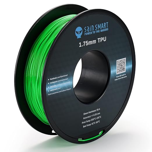 SainSmart Neon Color TPU, 1.75mm Flexible TPU 3D Printer Filament 800g, Dimensional Accuracy +/- 0.05 mm, Neon Green